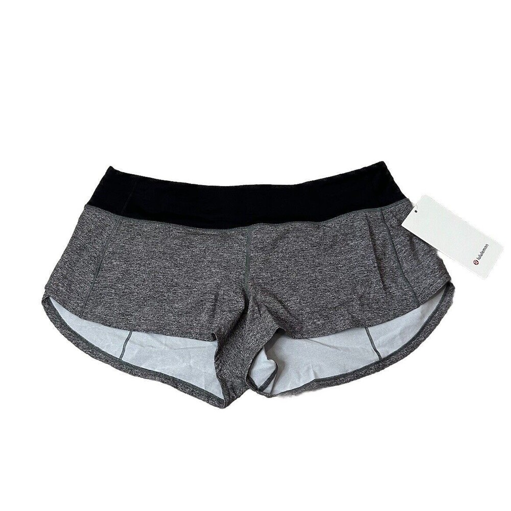 Lululemon Women’s Shorts Size 10 NWT $88 Speed Up Low Rise Gray Black Zip Pocket
